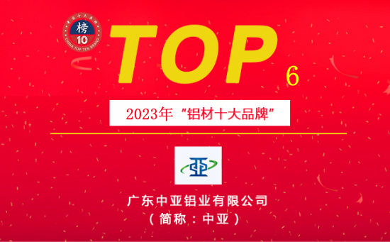 恭喜！“中亚”品牌荣获2023铝材行业十大品牌